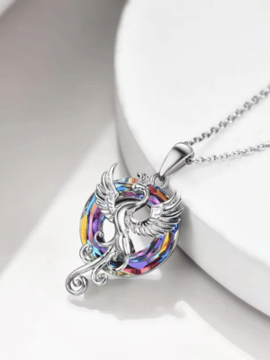 Colorful Firebird Crystal Pendant Necklace – Phoenix Wings Jewelry