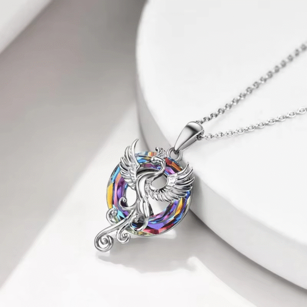Colorful Firebird Crystal Pendant Necklace – Phoenix Wings Jewelry