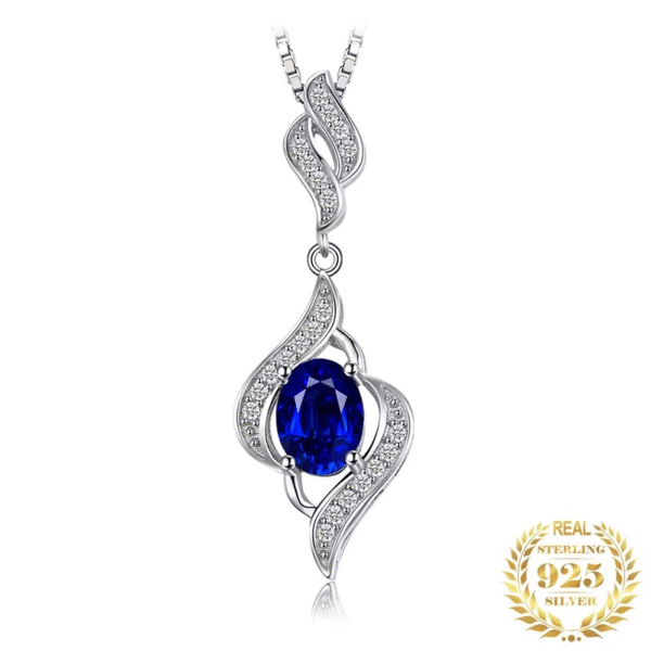 Blue Sapphire Pendant – 925 Sterling Silver Charm for Women