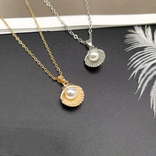 Summer Shell & Pearl Pendant Necklace – Trendy Women’s Beach Jewelry