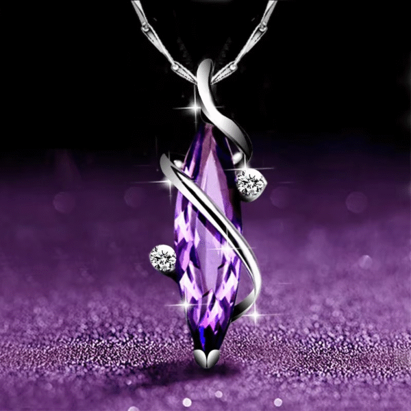 Purple CZ Pendant Necklace – Marquise, Square, Drop or Flower Design