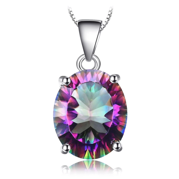 Mystic Quartz Pendant – 925 Silver Rainbow Fire Gem