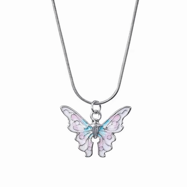 Korean Fashion Butterfly & Flower Pendant Necklace – Y2K Snake Chain