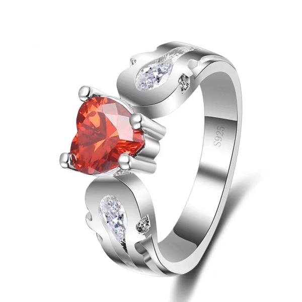 Heart Crystal Ring – 925 Sterling Silver Women's Gift Band