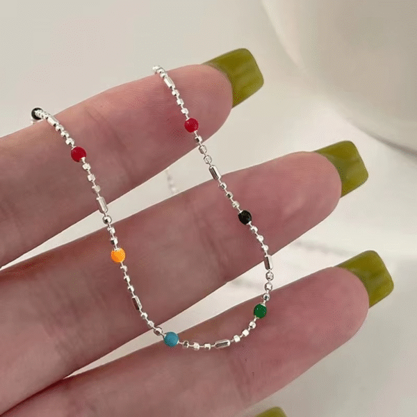 925 Sterling Silver Colorful Bead Bracelet – Gift for Women