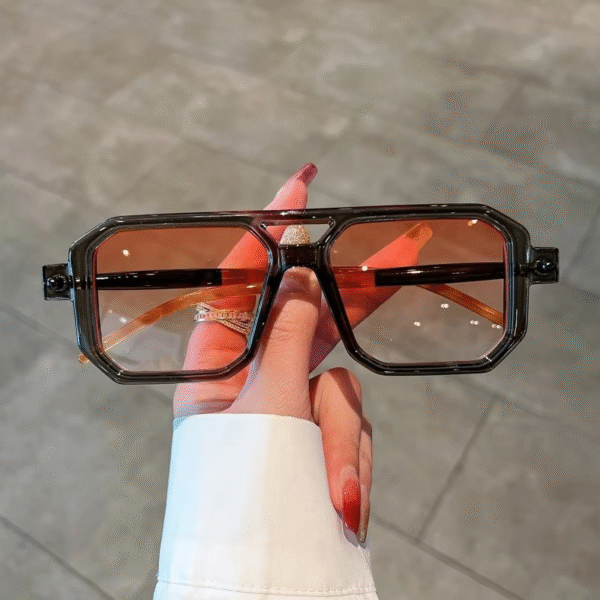 Retro Square Double Bridge Sunglasses – UV400 Unisex Shades